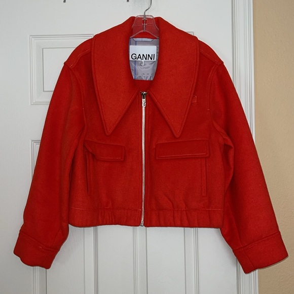 Ganni Cropped Wool Blend Zip Jacket - Picture 3 of 12